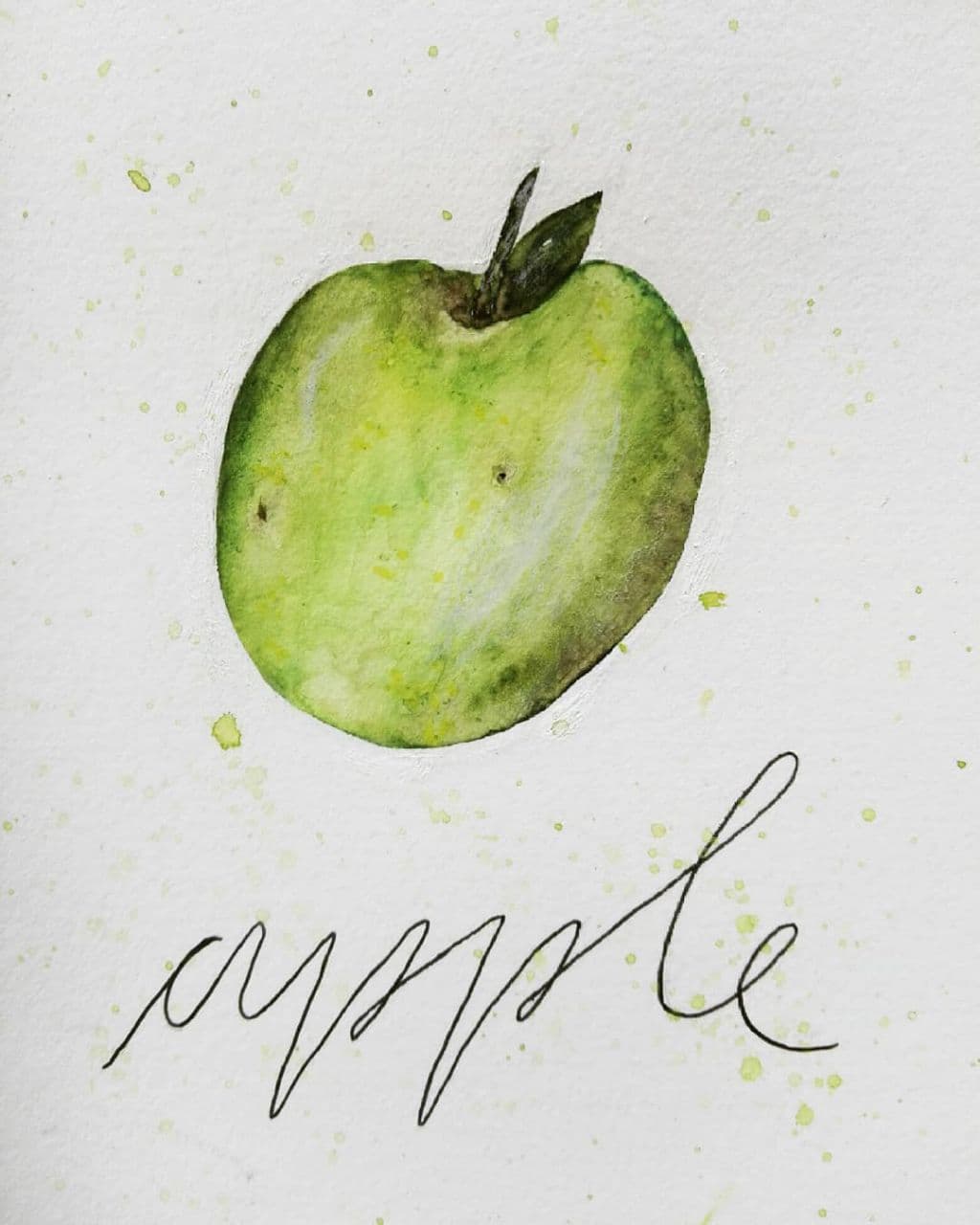 Aquarelle painting of an apple.<br/> (Actually, the original fruit was a quince. I just recognized it too late...)